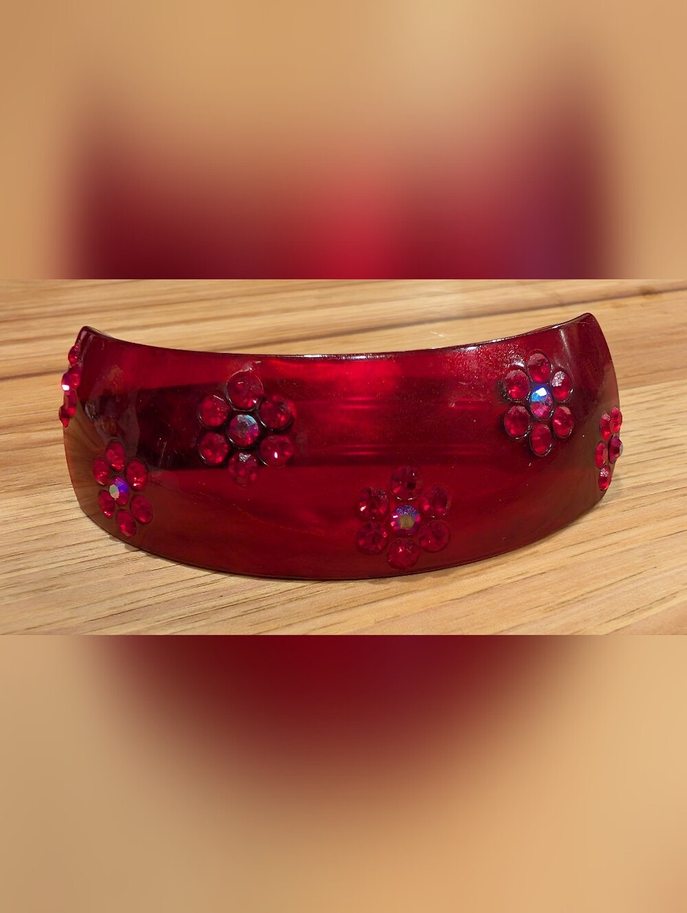 Red Floral Resin Barrette- Women Accessories